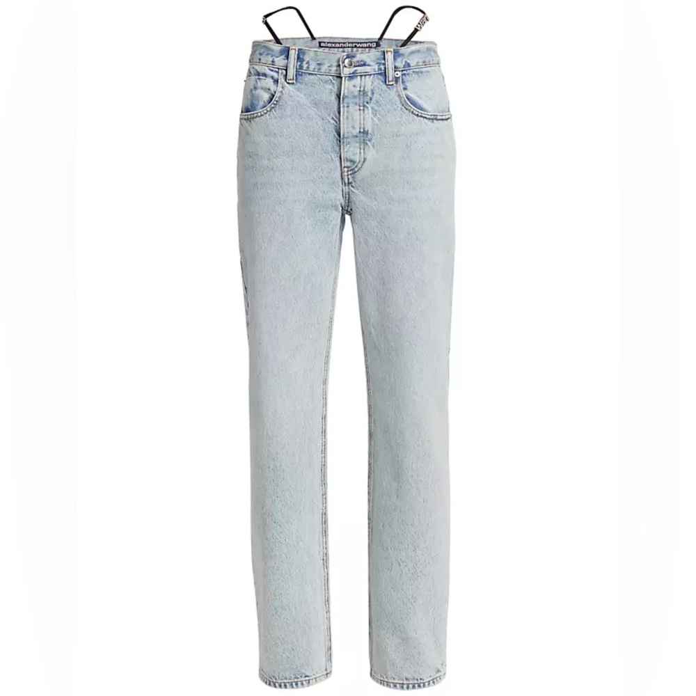 Alexander Wang straight jean with logo crystal straps